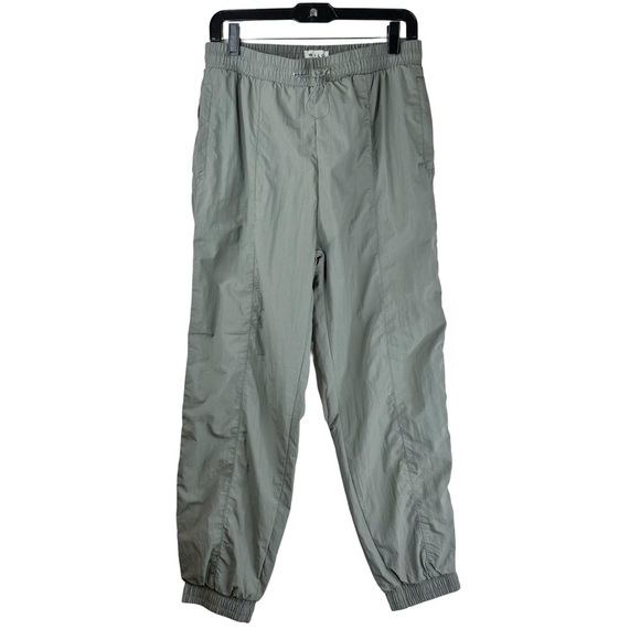 WILO THE LABEL AUSTRALIA Pants - WILO THE LABEL Women's Greyish/Olive Green Parachute/Joggers w Zipper Pockets M